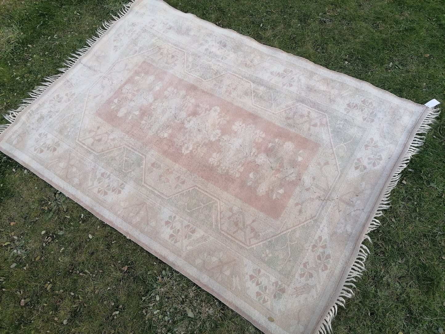 5.2 x 7.2 Oushak turkish rug, muted turkish  rug, vintage pastel wool rug, kitchen rug,