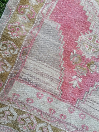 3.7 x 6.6 Turkish oushak rug, vintage oushak rug, vintage rug, handmade rug, kitchen rug