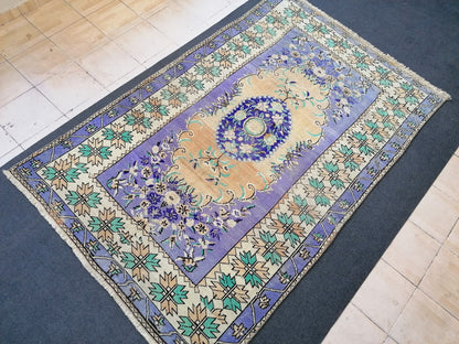 5.7 x 8.7 Oushak wool handmade rug, large purple vintage rug  turkish rug, vintage  bohemian rug