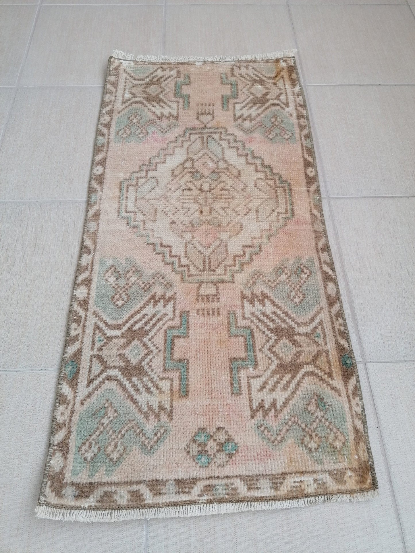 Turkish rug, vintage small rug, hand made rug,wool rug 3 x 1.6 feet