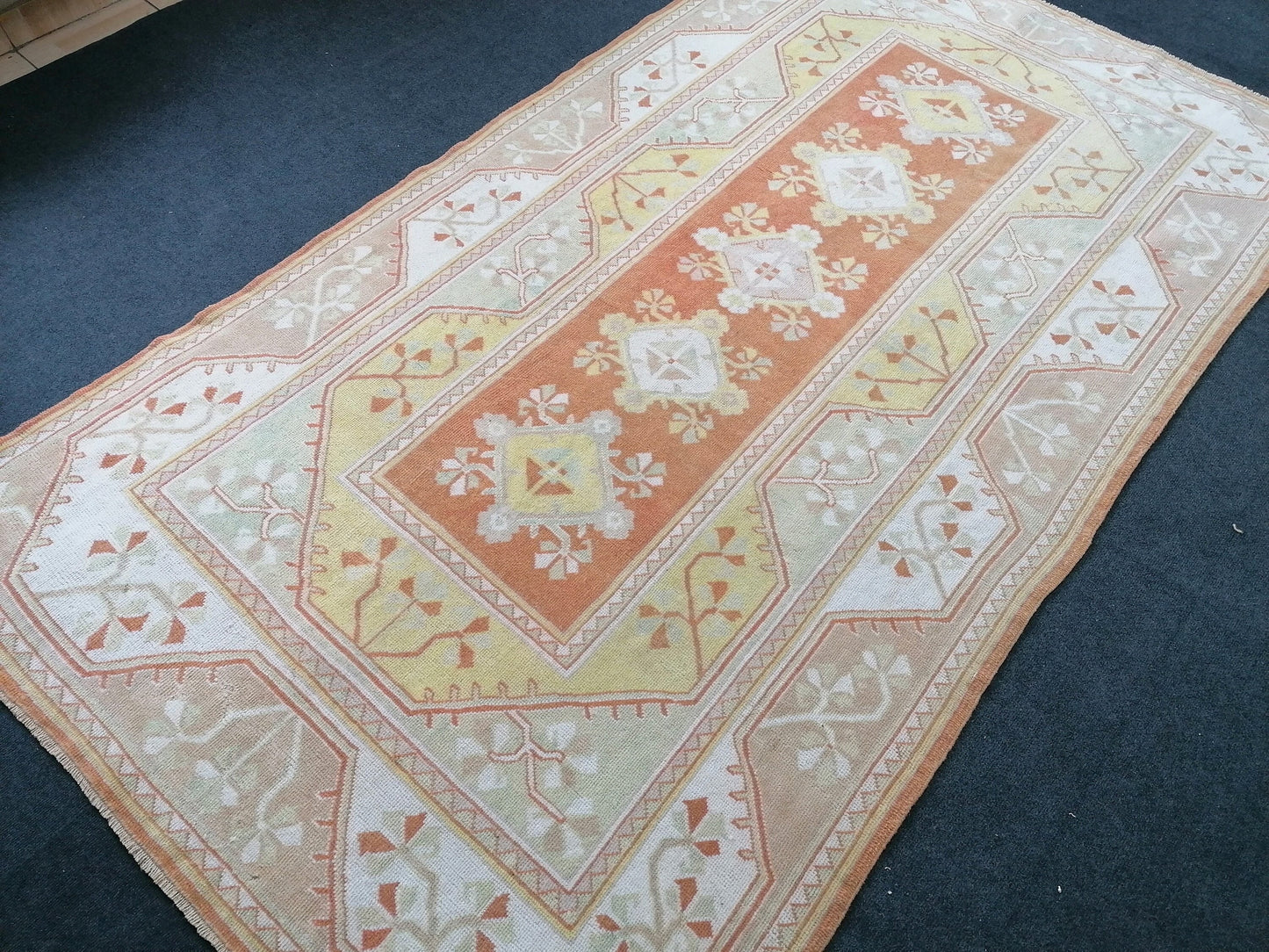 5 x 9 Turkish rug vintage turkish rug,  oushak vintage rug, kitchen rug, vintage anatolian rug, unique handmade