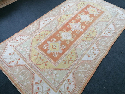 5 x 9 Turkish rug vintage turkish rug,  oushak vintage rug, kitchen rug, vintage anatolian rug, unique handmade