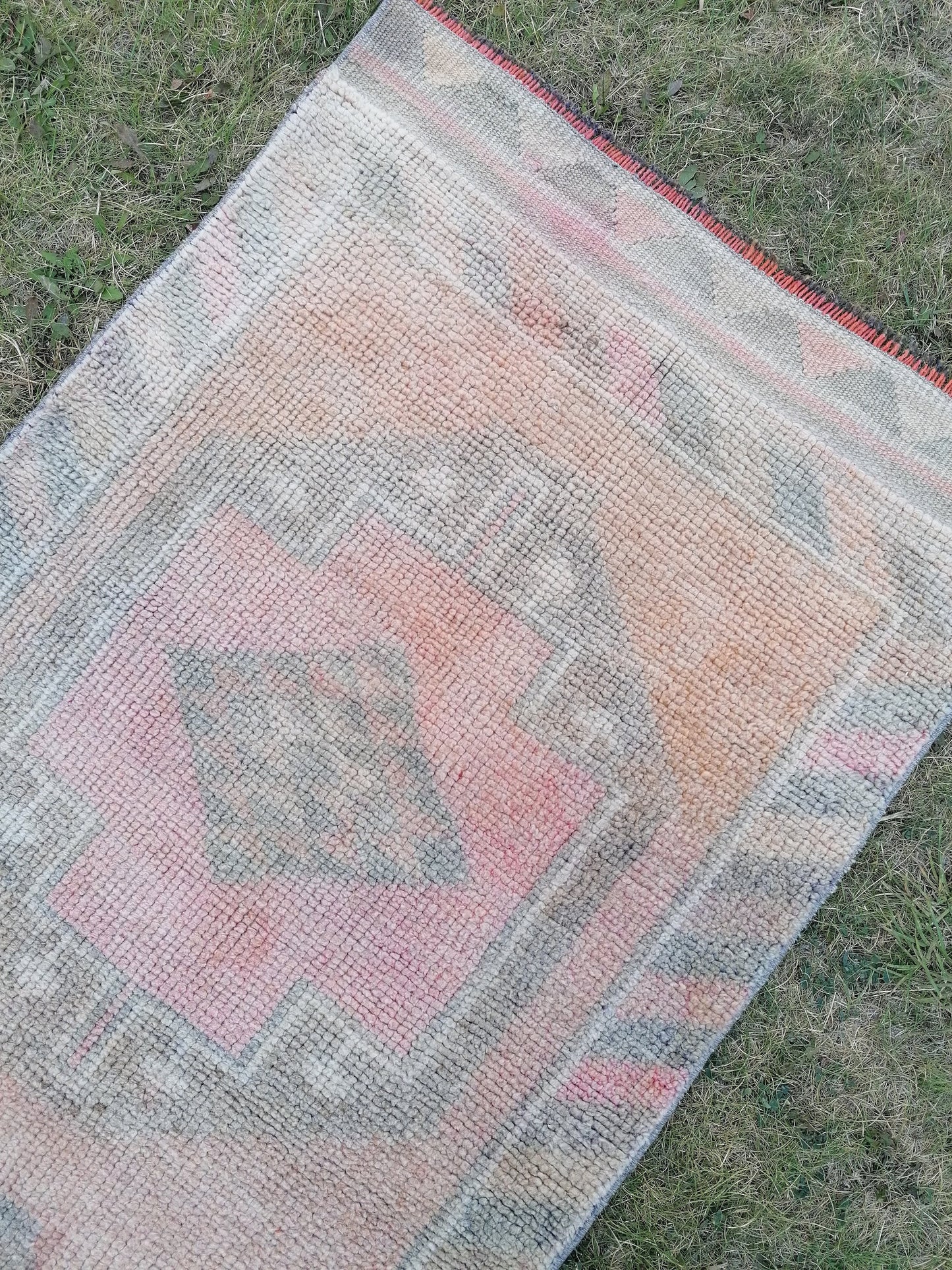 2.10 x 12.3 Turkish runner rug,vintage rug,vintage oushak rug  wool runner, hand made