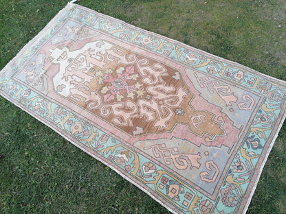 4.3 x 8.2 Vintage oushak hand made wool rug kitchen rug, bohemian rug, area rug