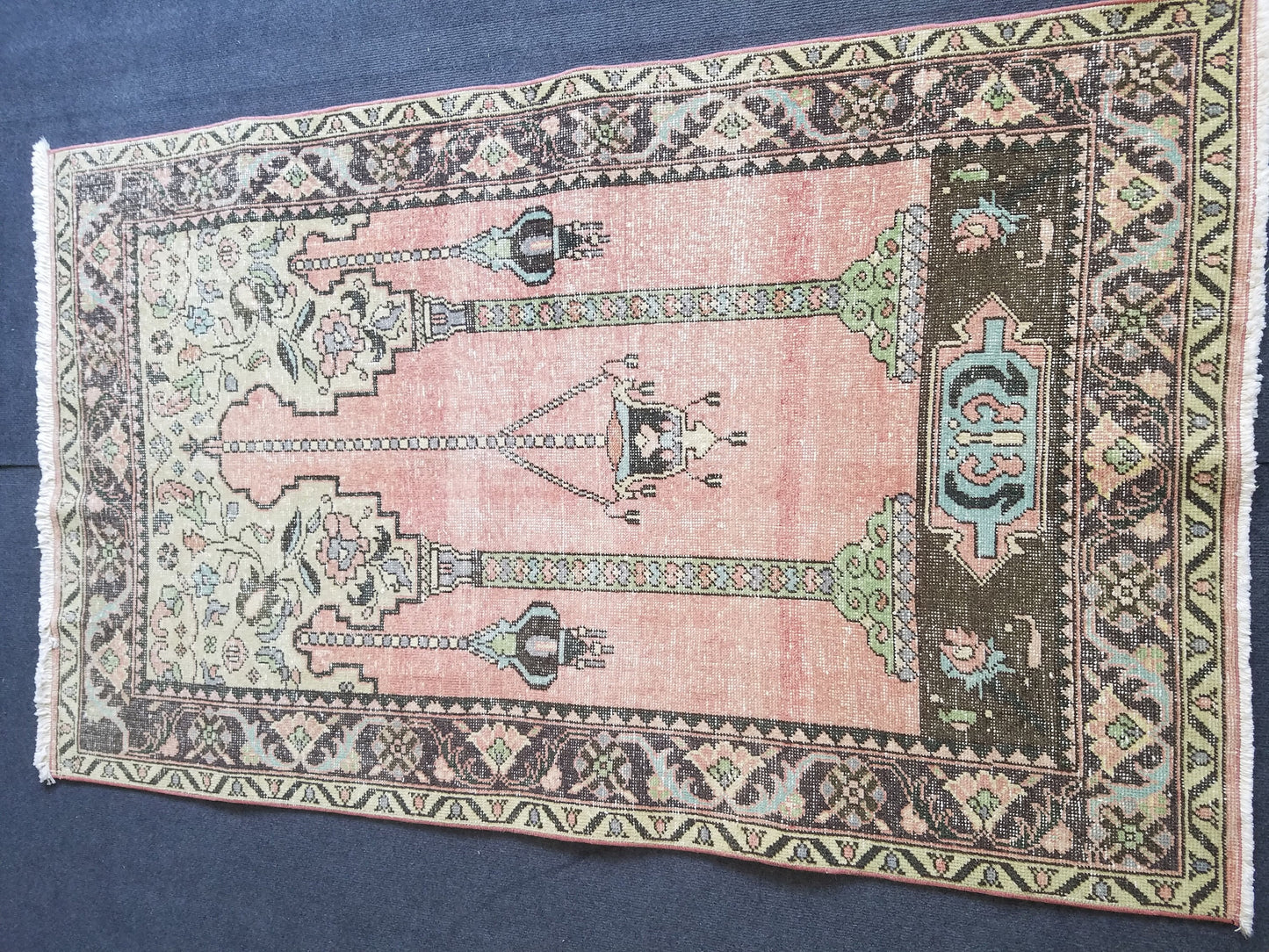 3.6 x 5.9 Turkish rug vintage rug vintage oushak rug unique handmade rug