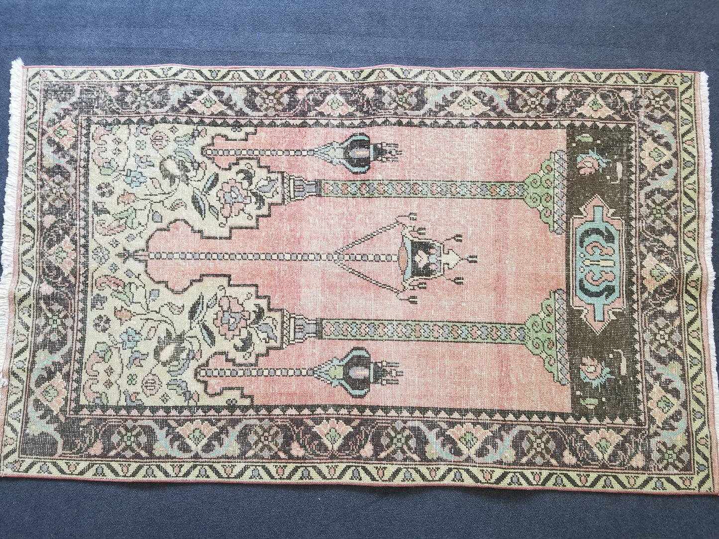 3.6 x 5.9 Turkish rug vintage rug vintage oushak rug unique handmade rug