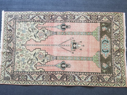 3.6 x 5.9 Turkish rug vintage rug vintage oushak rug unique handmade rug