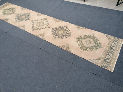 2.8 x 13 runner rug, vintage turkish runner rug, oushak vintage runner rug, vintage runner rug,