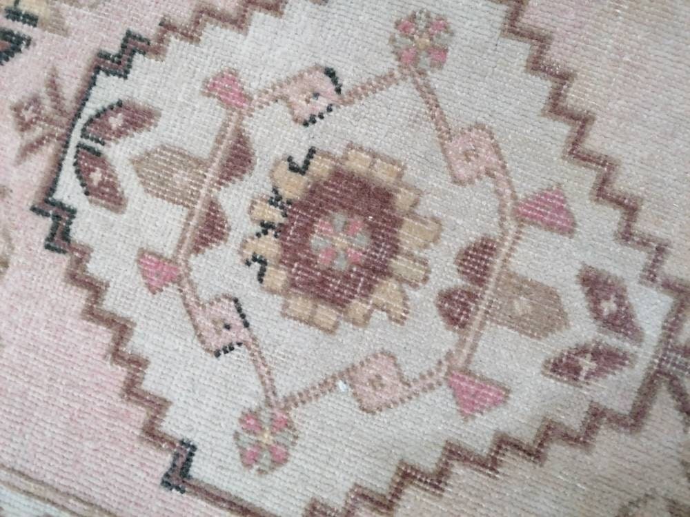 1.10 x 3.7 Vintage handmade rug oushak rug, anatolian rug,bohemian rug