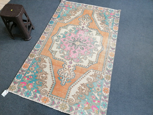 4.2 x 6.7 Vintage oushak rug,decorative turkish rug,kitchen rug,