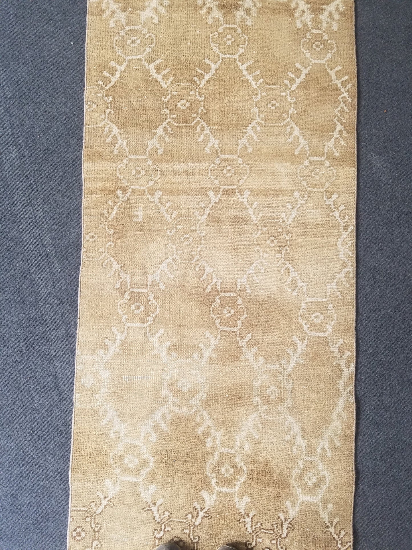 Oushak runner rug, earth tone runner rug, 2.8 x 11.5