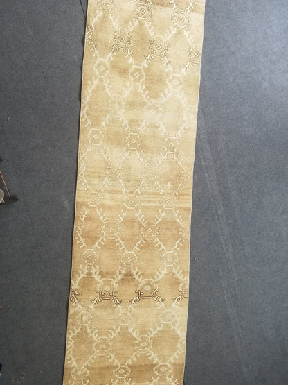 Oushak runner rug, earth tone runner rug, 2.8 x 11.5