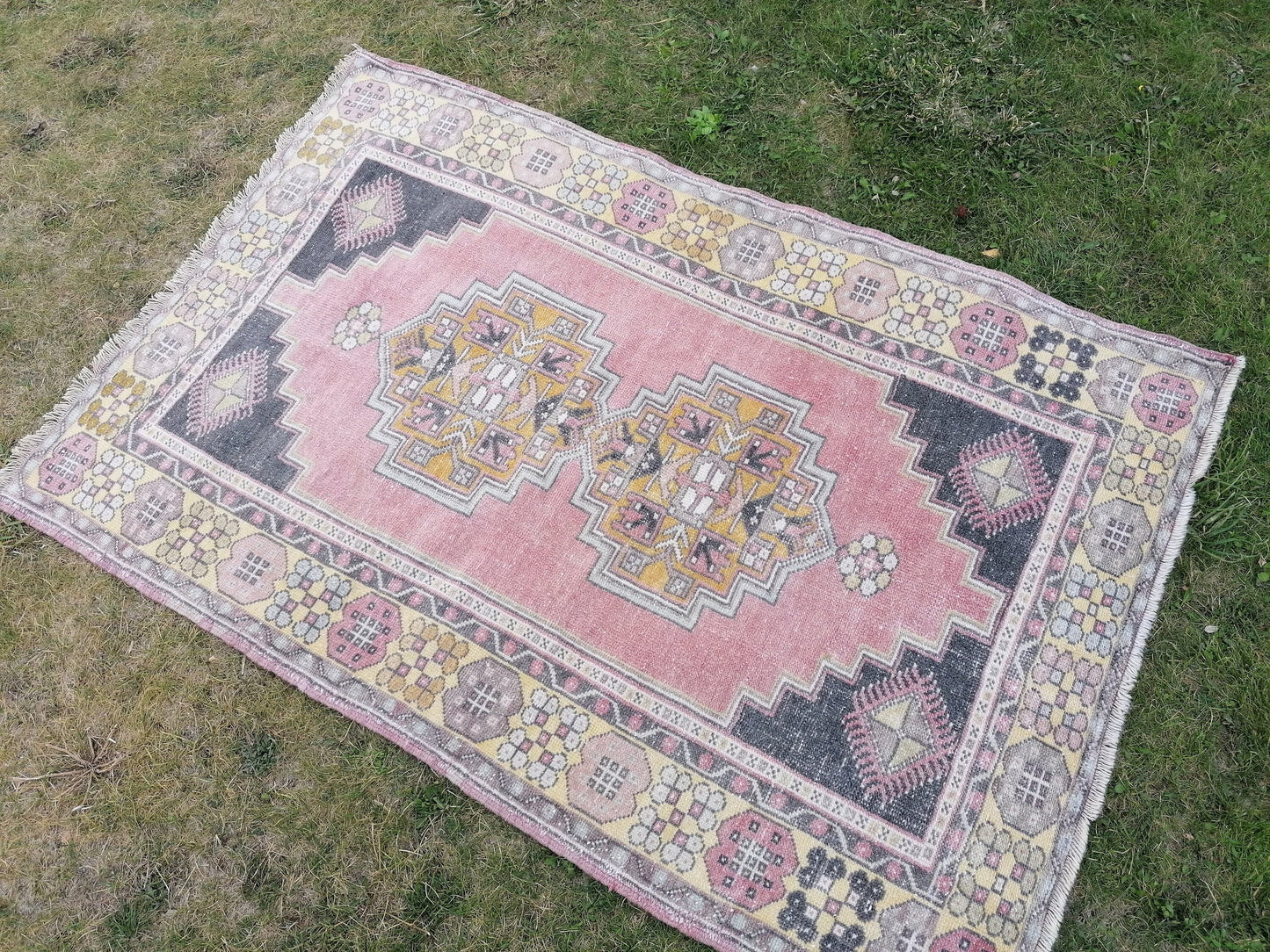 3.10 x 6 Turkish rug, vintage rug, oushak wool rug
