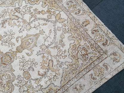 Neutral oushak wool rug 5.2 x 8.4 muted handmade rug, oushak rug, rustic rug, turkish rug,