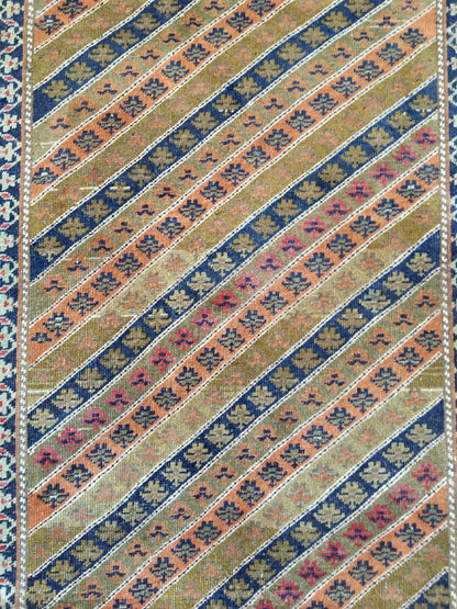 3.5 x 6 feet handmade brown large kitchen rug, living room vintage rug