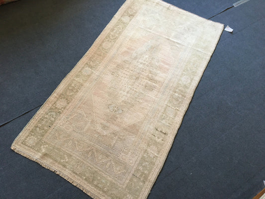 3x6 feet destroyed color handmade wool turkish rug, large vintage area rug, oushak living room floor rug, muted natural color bedroom rugs