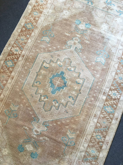 3.4 x 6 handmade brown natural wool turkish rug,bedroom floor rug, vintage