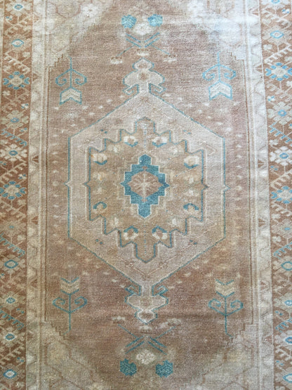 3.4 x 6 handmade brown natural wool turkish rug,bedroom floor rug, vintage