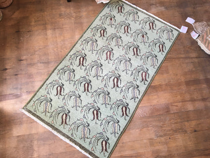 3x5 feet handmade floral mini runner rug, turkish kitchen floor wide rug, grey bathroom area rug, entryway large muted color rug, bohem rugs