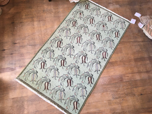 3x5 feet handmade floral mini runner rug, turkish kitchen floor wide rug, grey bathroom area rug, entryway large muted color rug, bohem rugs