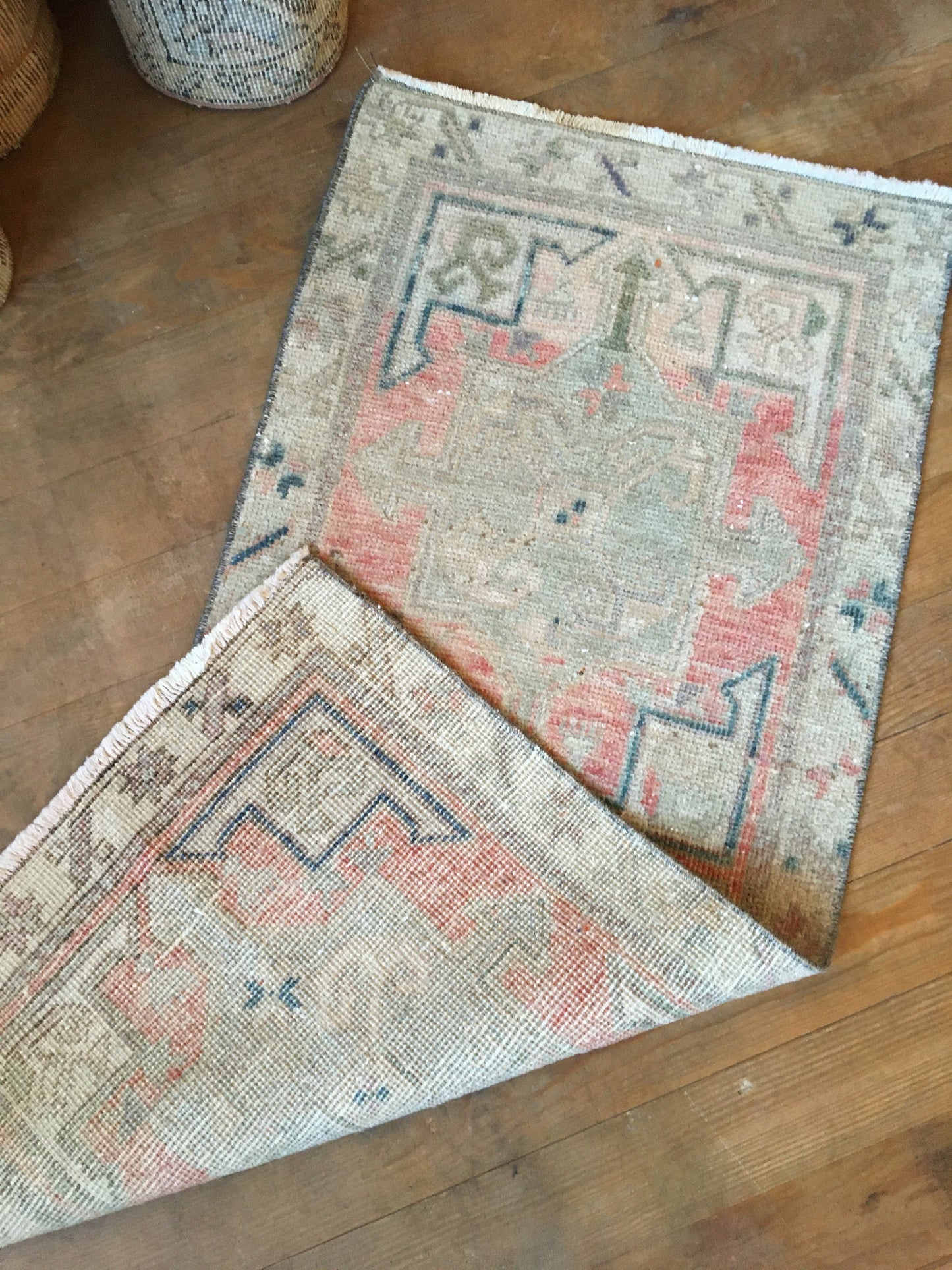 1.7 x 3.6 turkish small rug, vintage bathroom rug, oushak bedroom rug,