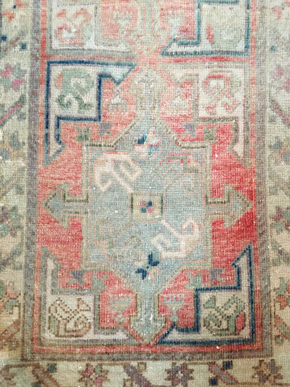 1.7 x 3.6 turkish small rug, vintage bathroom rug, oushak bedroom rug,