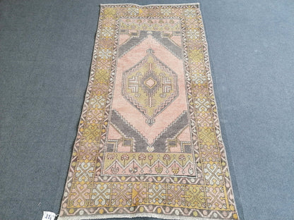 3 x 5.10 Turkish pastel rug, faded vintage rug, oushak rug unique handmade rug