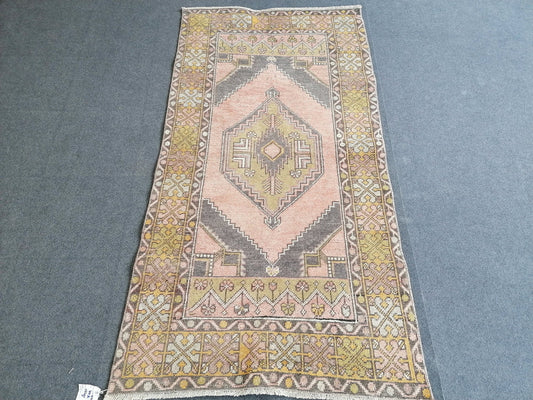 3 x 5.10 Turkish pastel rug, faded vintage rug, oushak rug unique handmade rug