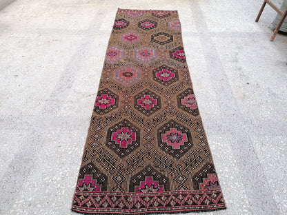 3x10 feet handmade vintage runner, turkish entryway runner