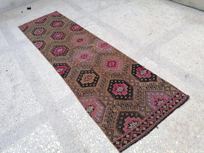3x10 feet handmade vintage runner, turkish entryway runner