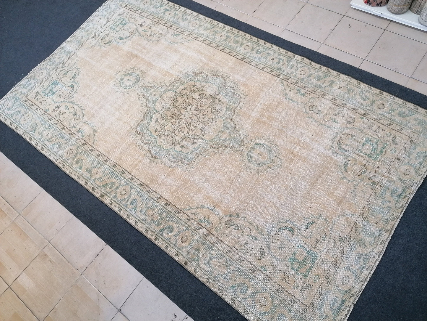 6x10 large vintage rug, rustic oushak rug, distressed turkish handmade