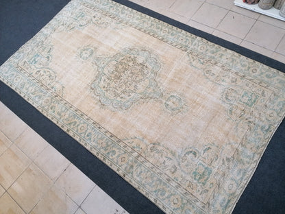 6x10 large vintage rug, rustic oushak rug, distressed turkish handmade