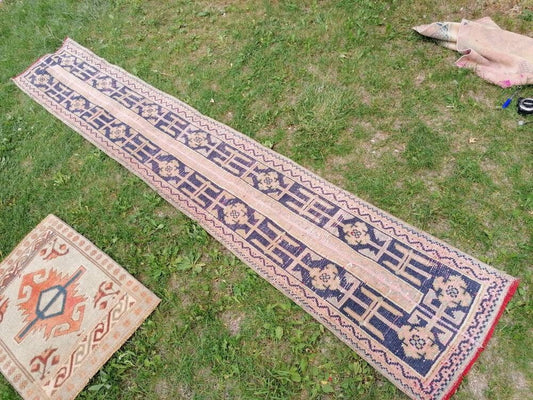 2x10 feet overlong runner, turkish runner rug, pink vintage runner rug, hallway handmade rug, kitchen runner rug, wool rug overlong runner