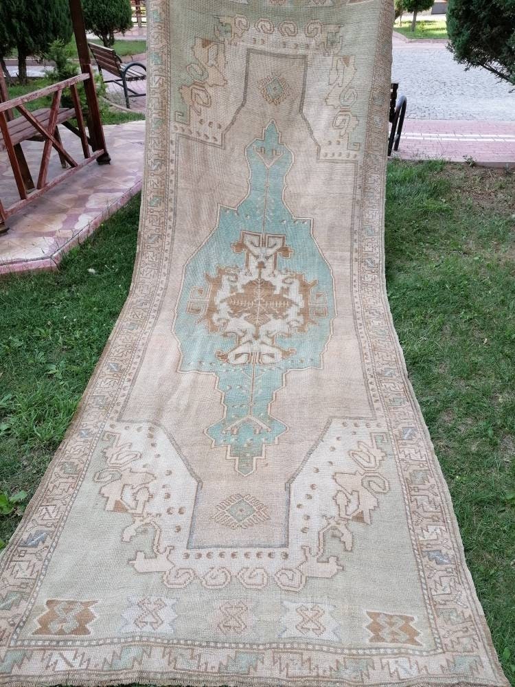 5 x 13 Oushak rug, handmade runner area, hallway rug