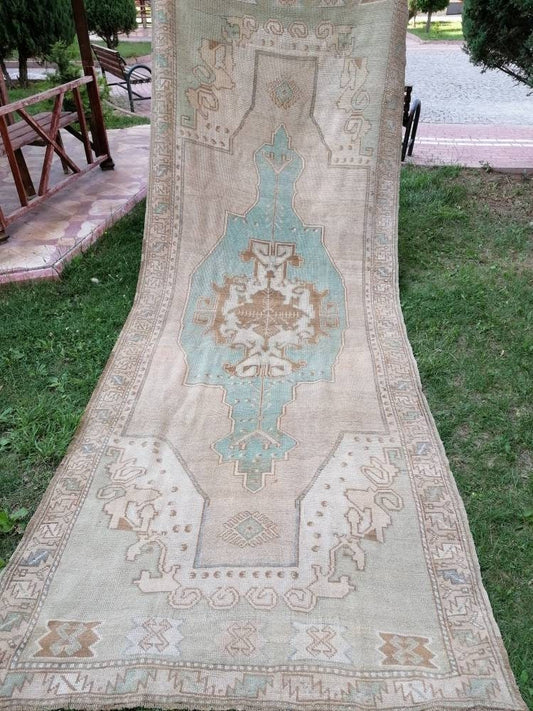 5 x 13 Oushak rug, handmade runner area, hallway rug