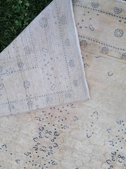 6.5 x 9.5 feet vintage area rug, large handmade rug, wool oushak