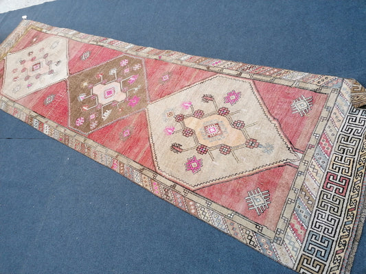 3.7 x 13 oushak runner rug, vintage runner, handmade runner, turkish rug,