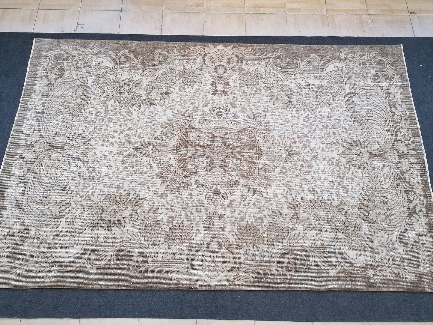 5.10 x 9.4 vintage turkish rug, oushak vintage rug, kitchen rug ,vintage anatolian rug