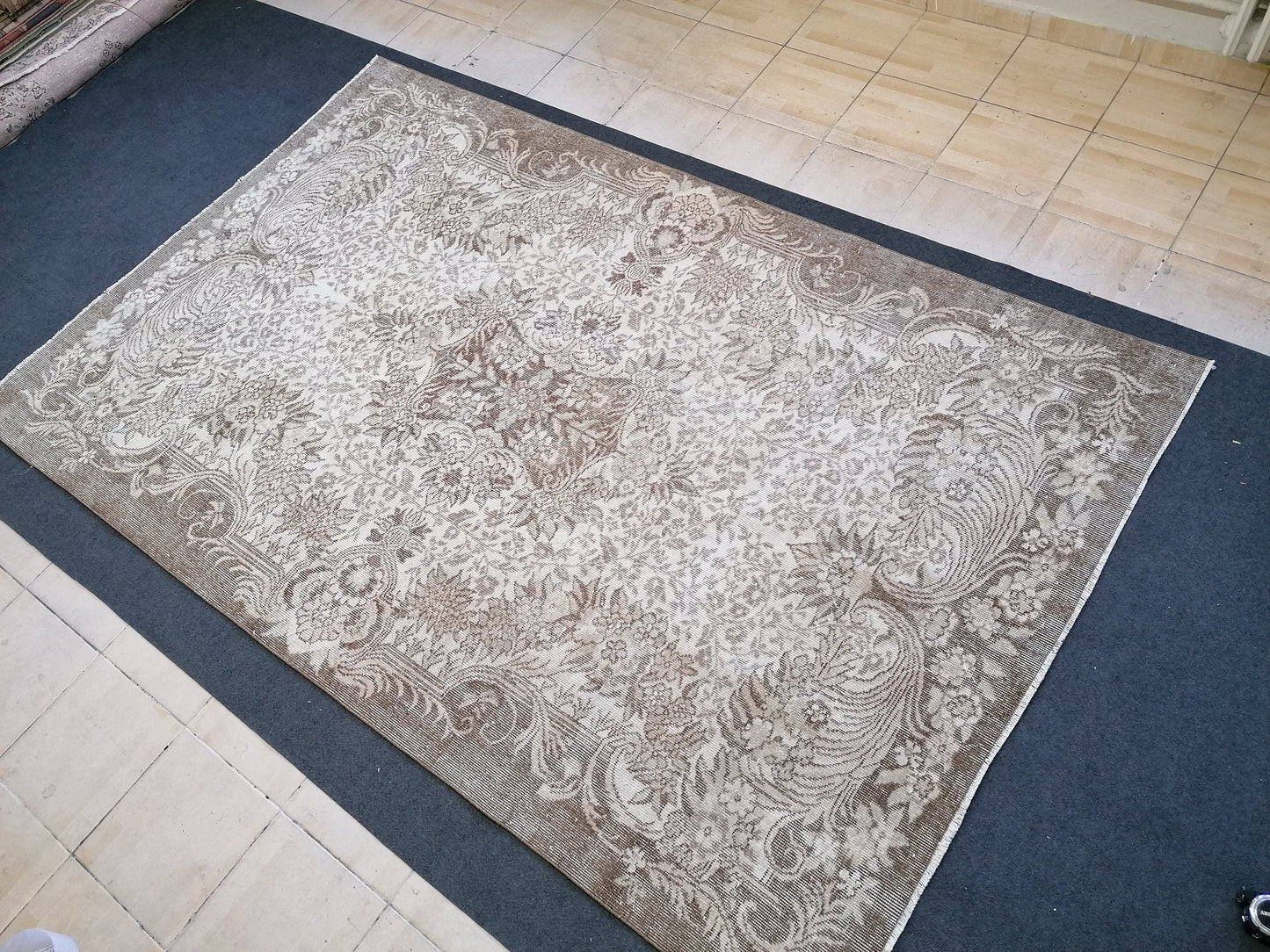 5.10 x 9.4 vintage turkish rug, oushak vintage rug, kitchen rug ,vintage anatolian rug