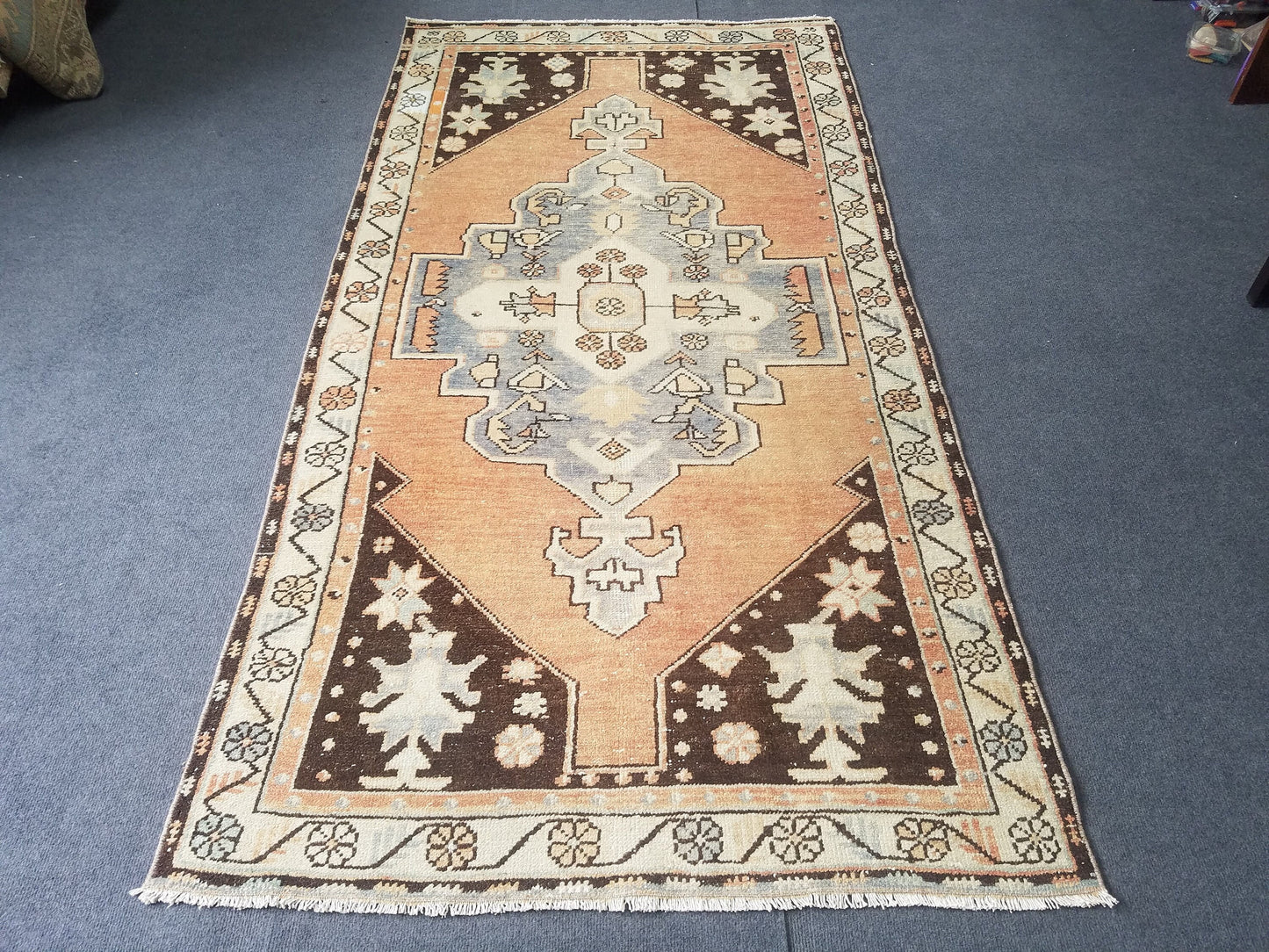 3.7 x 7 Oushak rug, turkish rug, wool rug vintage rug  handmade rug