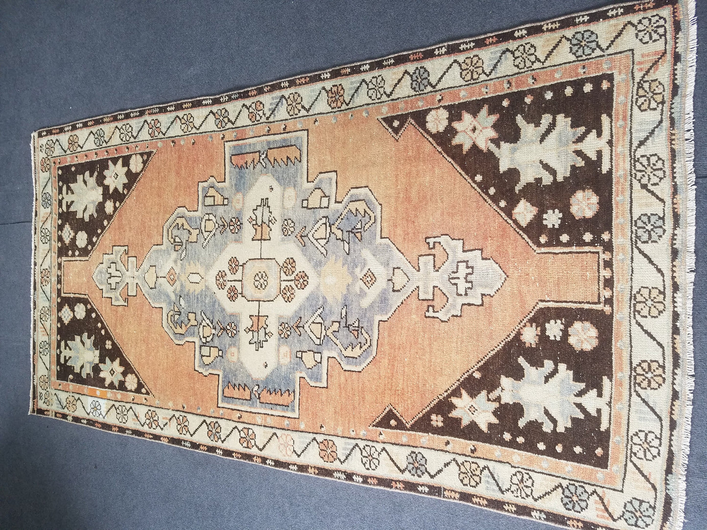 3.7 x 7 Oushak rug, turkish rug, wool rug vintage rug  handmade rug