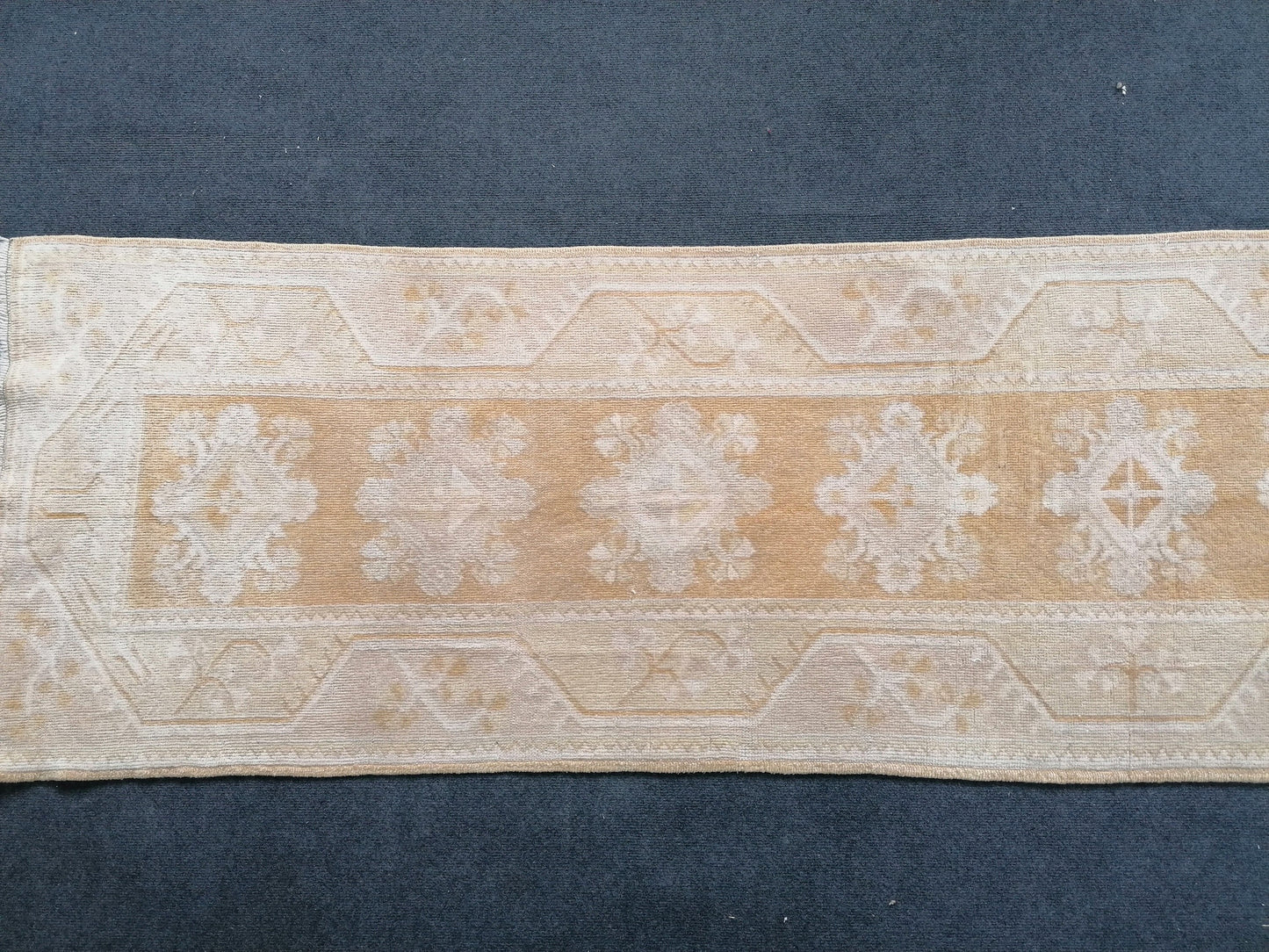 2.6 x 10.4 muted color runner rug, faded runner rug, turkish soft runner,