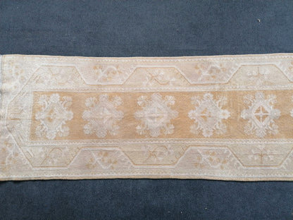 2.6 x 10.4 muted color runner rug, faded runner rug, turkish soft runner,