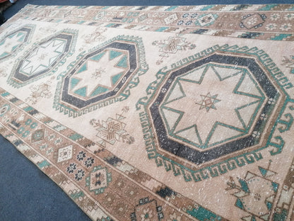 4.8 x 12.7 oushak turkish runner rug, vintage turkish runner rug, oushak vintage rug,