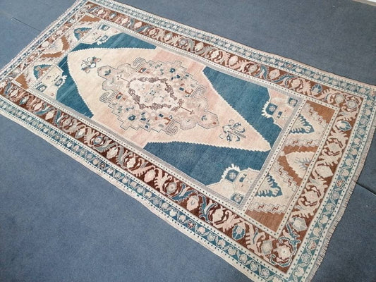 Oushak turkish wool rug 4.5 x 8.3 turkish handmade rug, vintage rug