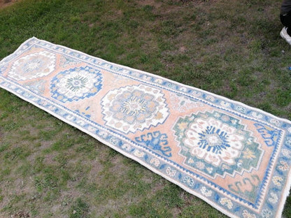 2.10 x 10.7 oushak turkish wool runner rug, oushak handmade rug, living room rug,