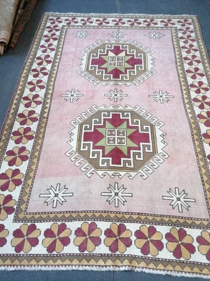 6.7 x 9.4 large wool rug, oushak hand made rug, Hand-knotted rug, living room rug