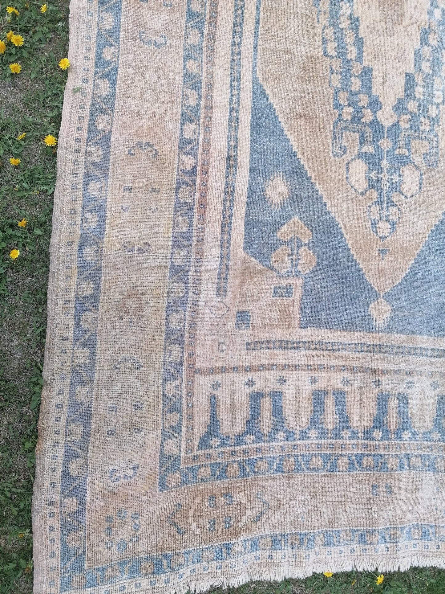 Oushak wool rug 5.4 x 9.7 turkish anatolian rug, vintage handmade rug, living room rug kitchen rug