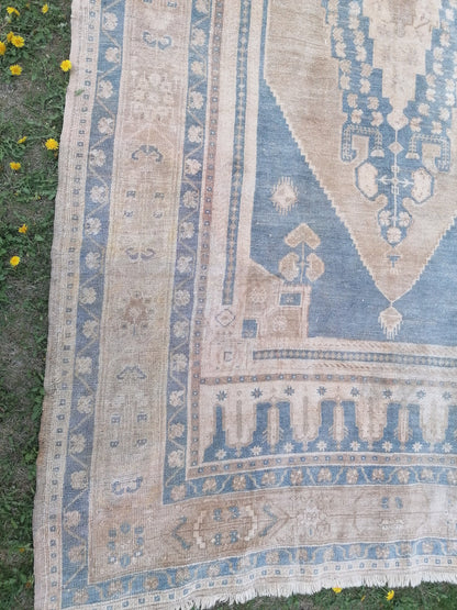 Oushak wool rug 5.4 x 9.7 turkish anatolian rug, vintage handmade rug, living room rug kitchen rug