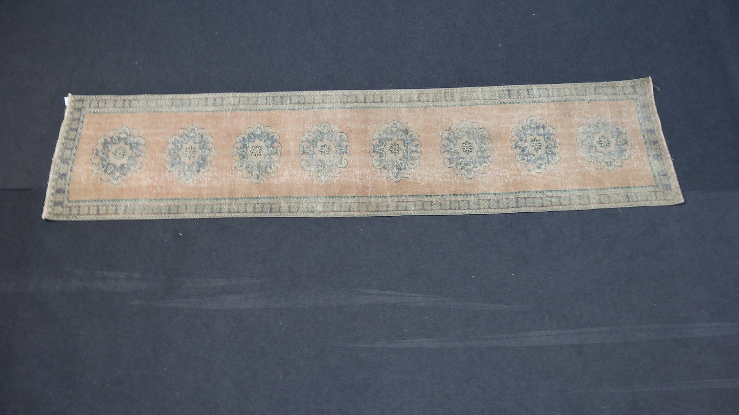 2.7 x 11.2 Turkish distressed runner rug, vintage wool runner rug  hallway oushak runner rug